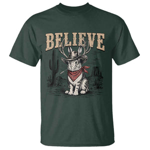 Believe Jackalope Cowboy T Shirt Vintage Western Cryptid Rabbit Bunny Graphic
