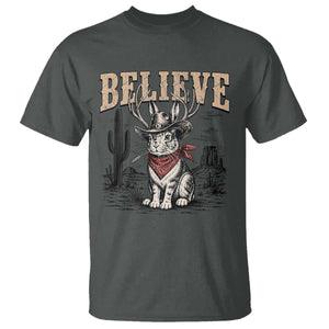 Believe Jackalope Cowboy T Shirt Vintage Western Cryptid Rabbit Bunny Graphic