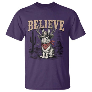 Believe Jackalope Cowboy T Shirt Vintage Western Cryptid Rabbit Bunny Graphic