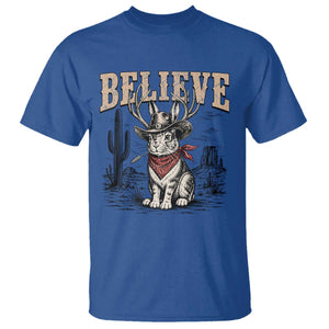 Believe Jackalope Cowboy T Shirt Vintage Western Cryptid Rabbit Bunny Graphic