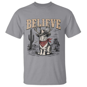Believe Jackalope Cowboy T Shirt Vintage Western Cryptid Rabbit Bunny Graphic