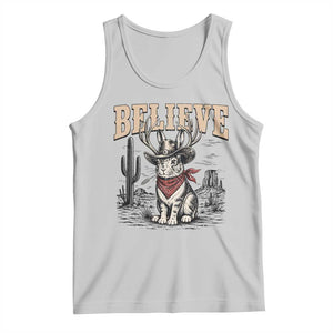 Believe Jackalope Cowboy Tank Top Vintage Western Cryptid Rabbit Bunny Graphic