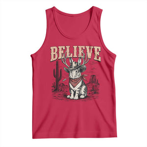 Believe Jackalope Cowboy Tank Top Vintage Western Cryptid Rabbit Bunny Graphic