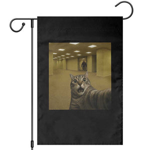 Funny Cat Selfie with Bigfoot Sasquatch Backrooms Liminal Space Meme Garden Flag TS10 Black Print Your Wear
