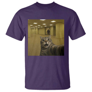 Funny Cat Selfie with Bigfoot Sasquatch Backrooms Liminal Space Meme T Shirt TS10 Purple Print Your Wear