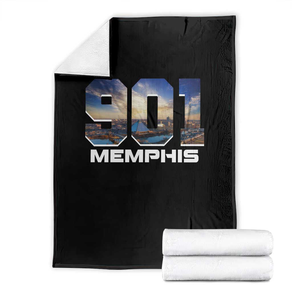 901 Memphis Throw Blanket Area Code Cityscape Skyline Tennessee Pride Vintage