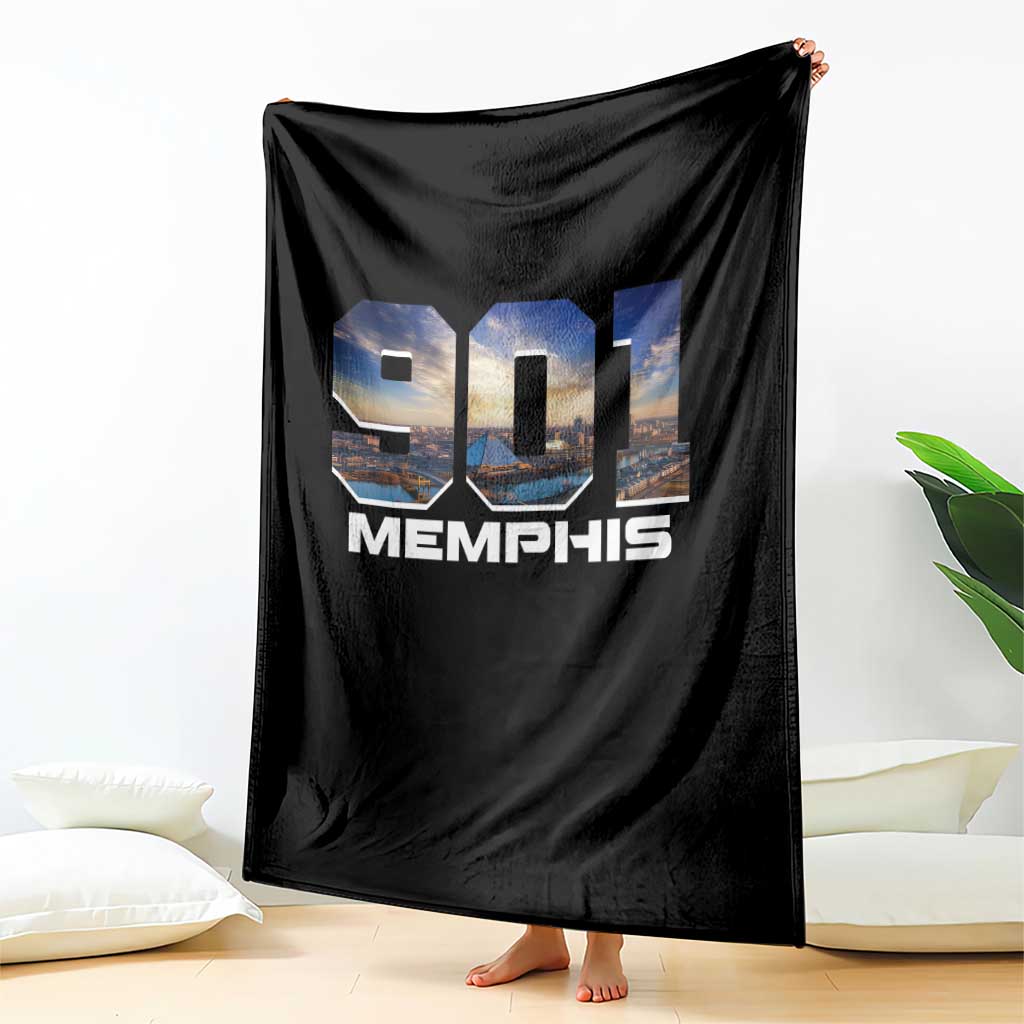 901 Memphis Throw Blanket Area Code Cityscape Skyline Tennessee Pride Vintage