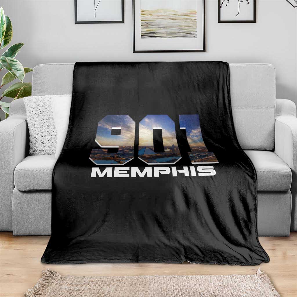 901 Memphis Throw Blanket Area Code Cityscape Skyline Tennessee Pride Vintage