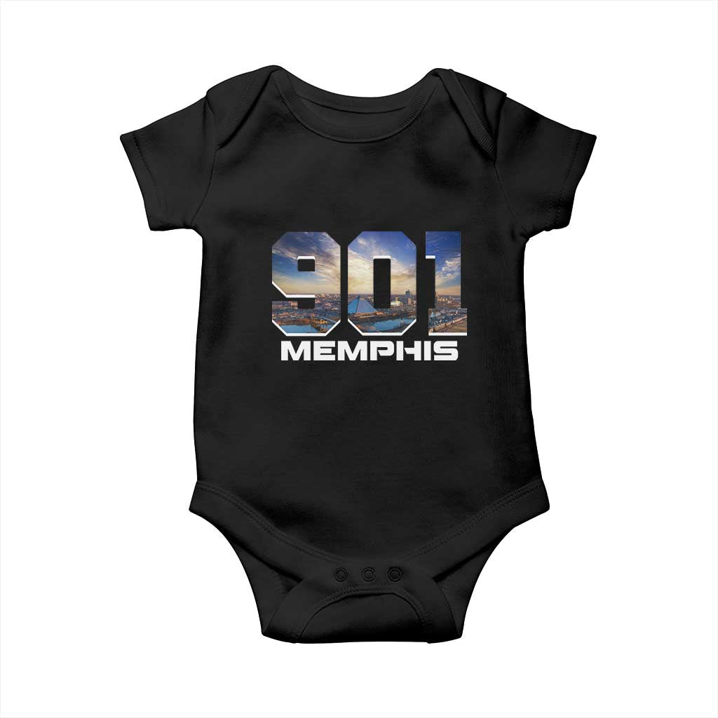 901 Memphis Baby Onesie Area Code Cityscape Skyline Tennessee Pride Vintage