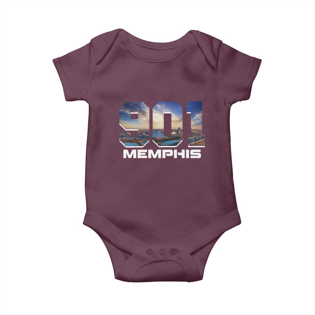 901 Memphis Baby Onesie Area Code Cityscape Skyline Tennessee Pride Vintage