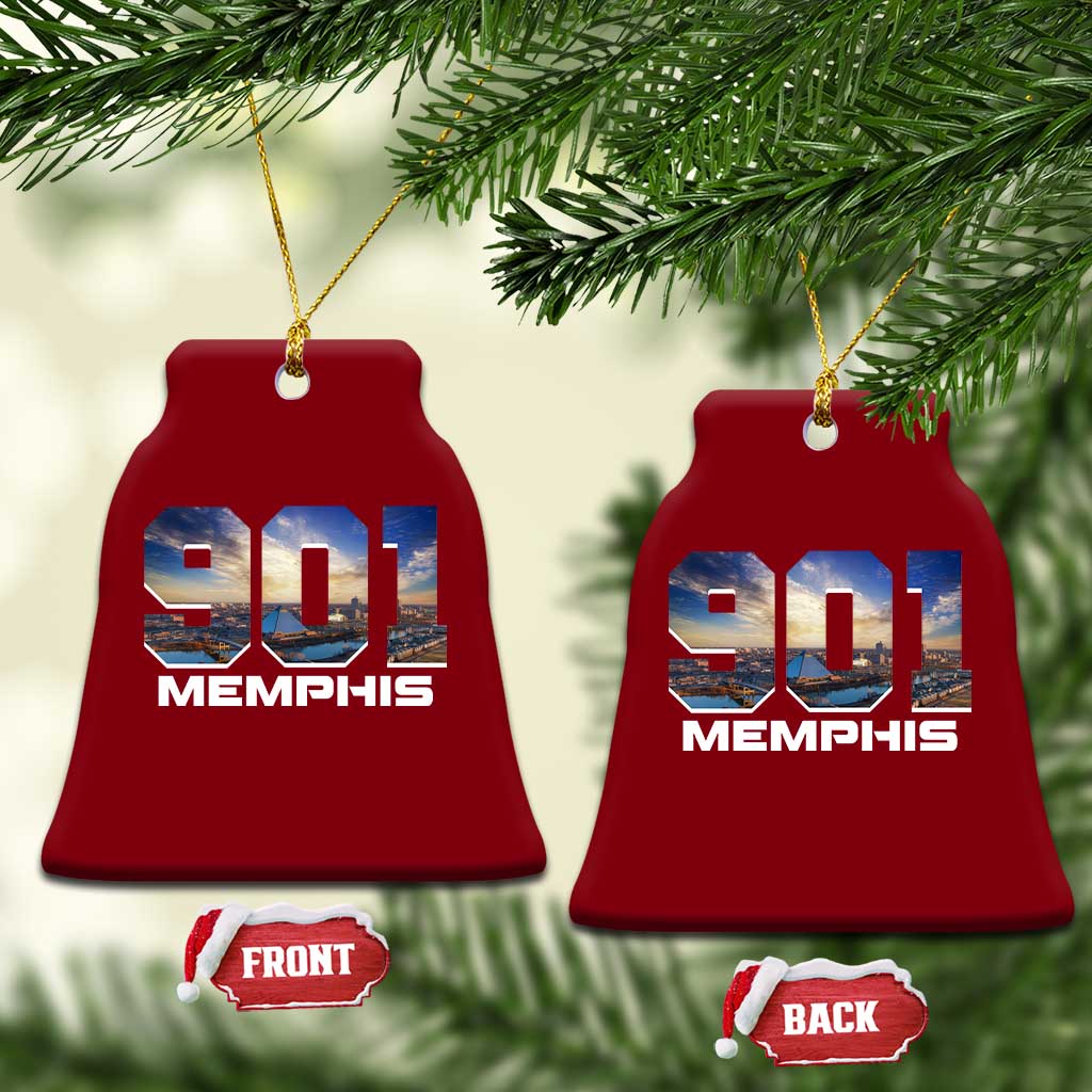 901 Memphis Ceramic Ornament Area Code Cityscape Skyline Tennessee Pride Vintage