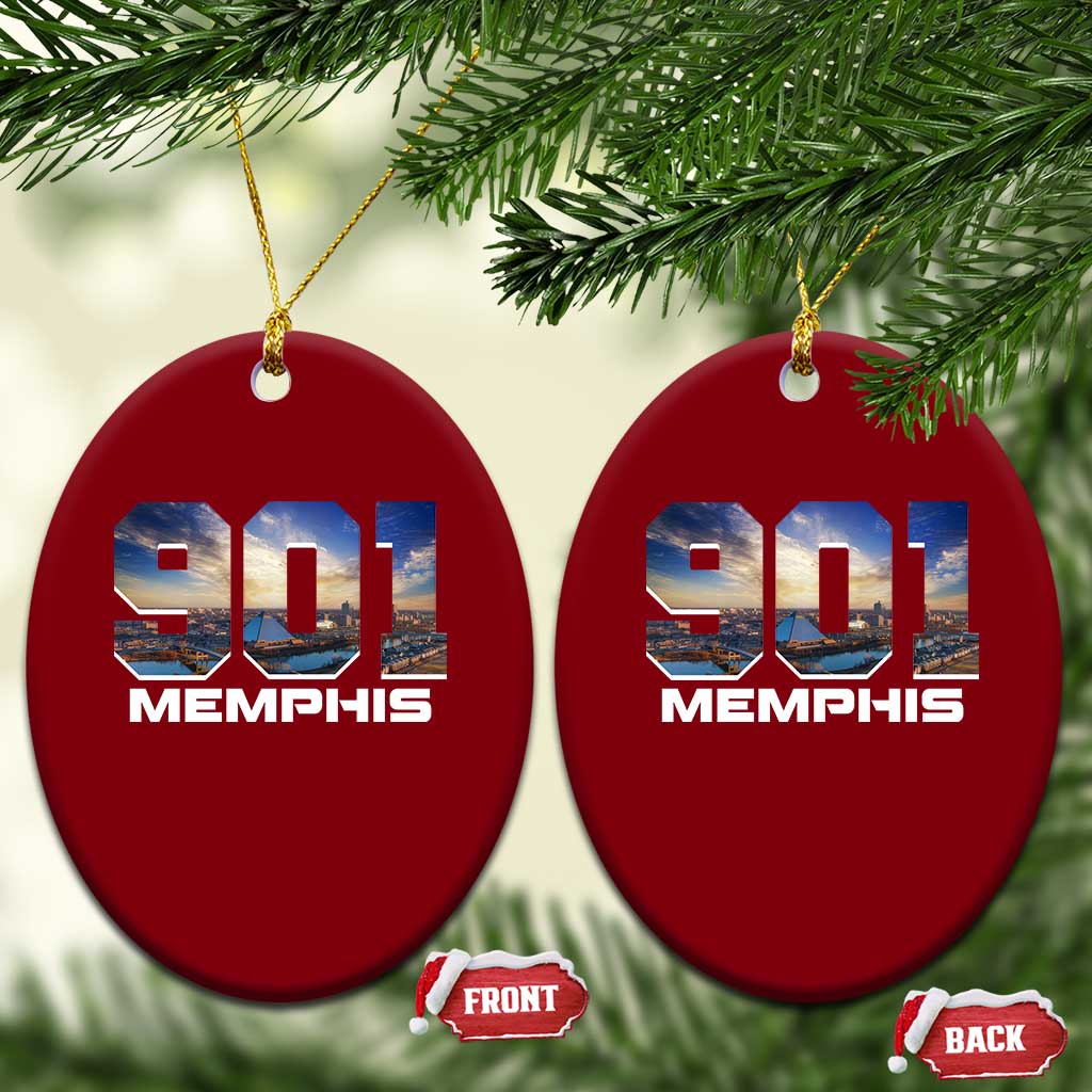 901 Memphis Ceramic Ornament Area Code Cityscape Skyline Tennessee Pride Vintage