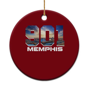 901 Memphis Ceramic Ornament Area Code Cityscape Skyline Tennessee Pride Vintage