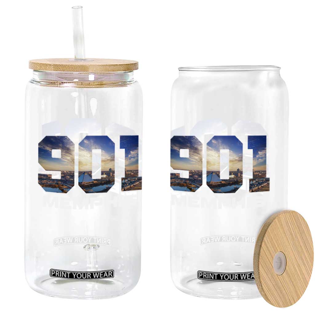 901 Memphis Glass Can Area Code Cityscape Skyline Tennessee Pride Vintage