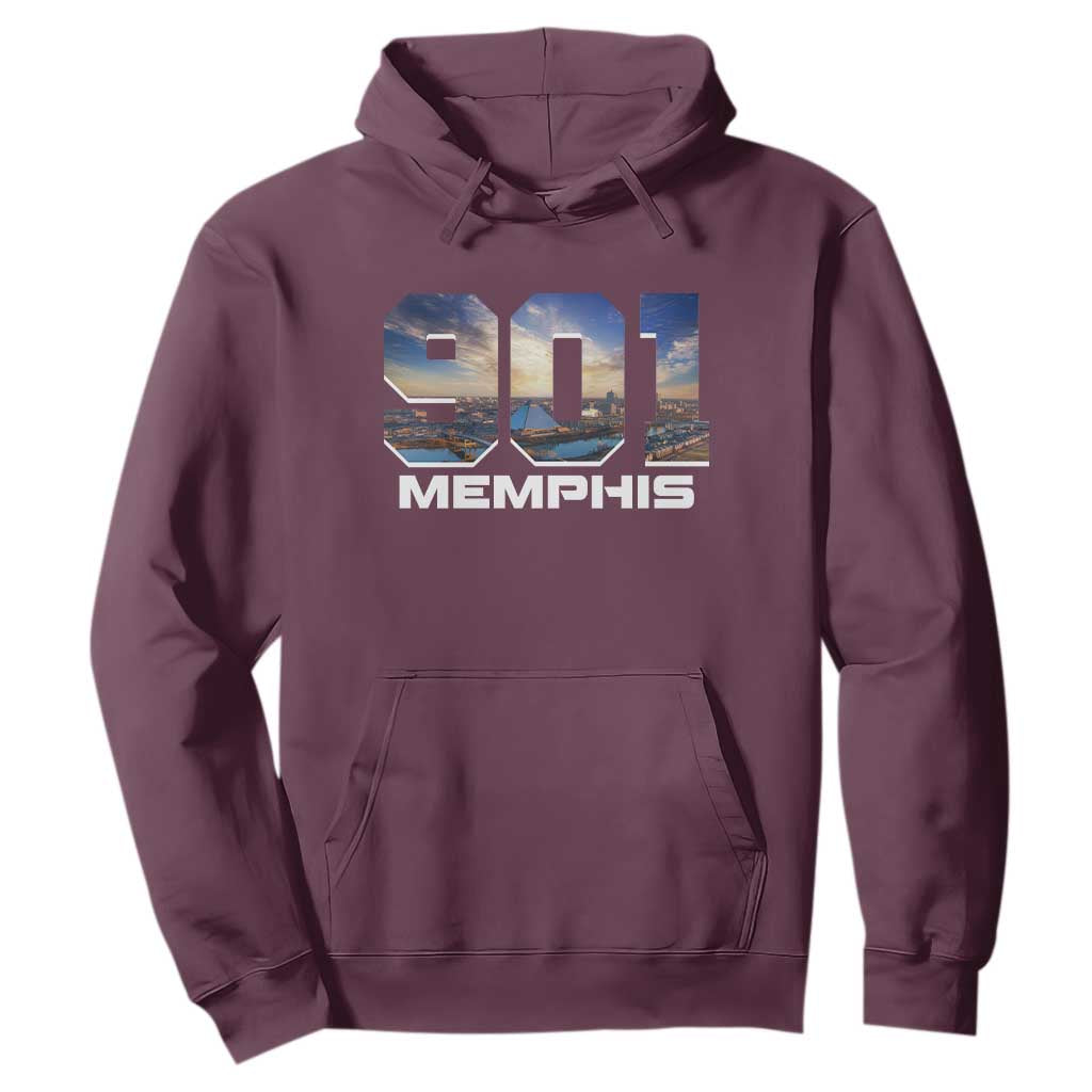 901 Memphis Hoodie Area Code Cityscape Skyline Tennessee Pride Vintage