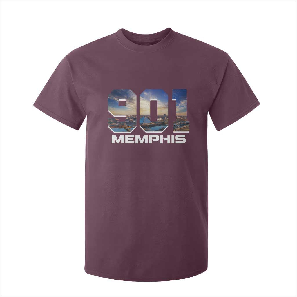 901 Memphis T Shirt For Kid Area Code Cityscape Skyline Tennessee Pride Vintage