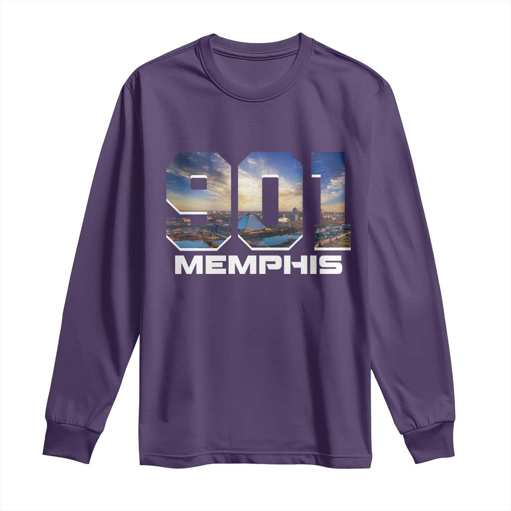 901 Memphis Long Sleeve Shirt Area Code Cityscape Skyline Tennessee Pride Vintage