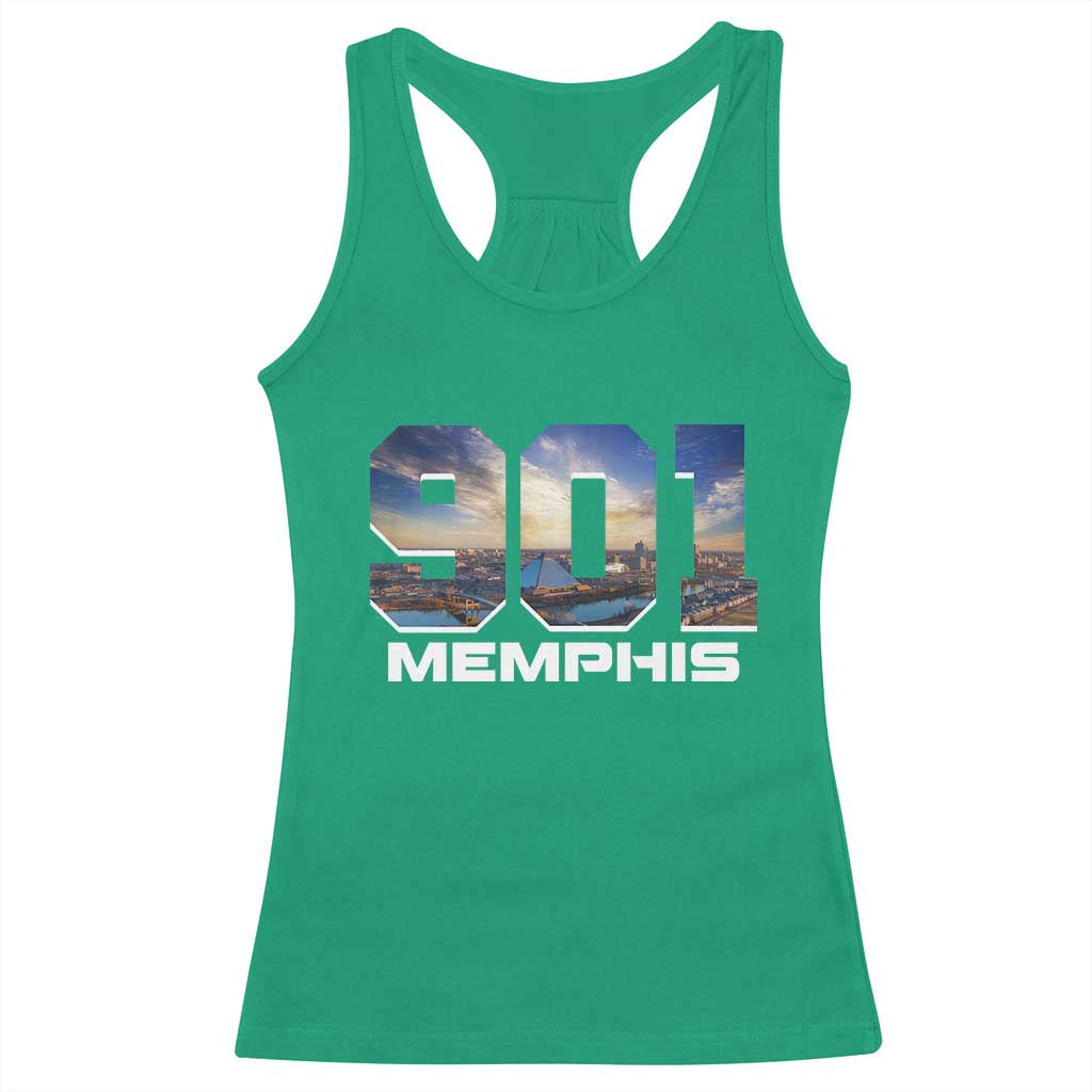 901 Memphis Racerback Tank Top Area Code Cityscape Skyline Tennessee Pride Vintage