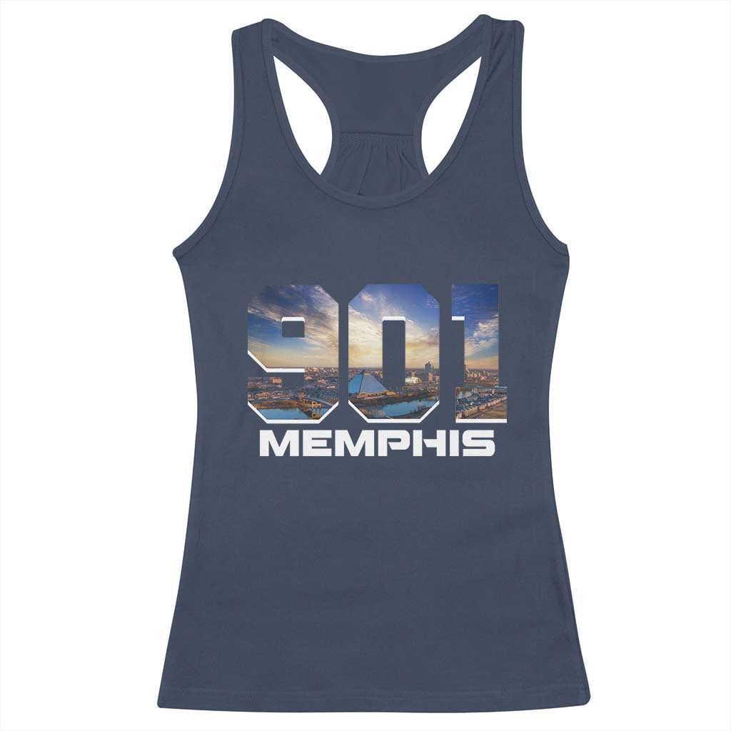 901 Memphis Racerback Tank Top Area Code Cityscape Skyline Tennessee Pride Vintage