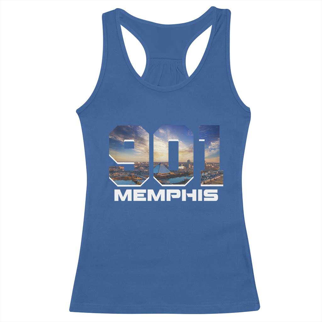 901 Memphis Racerback Tank Top Area Code Cityscape Skyline Tennessee Pride Vintage
