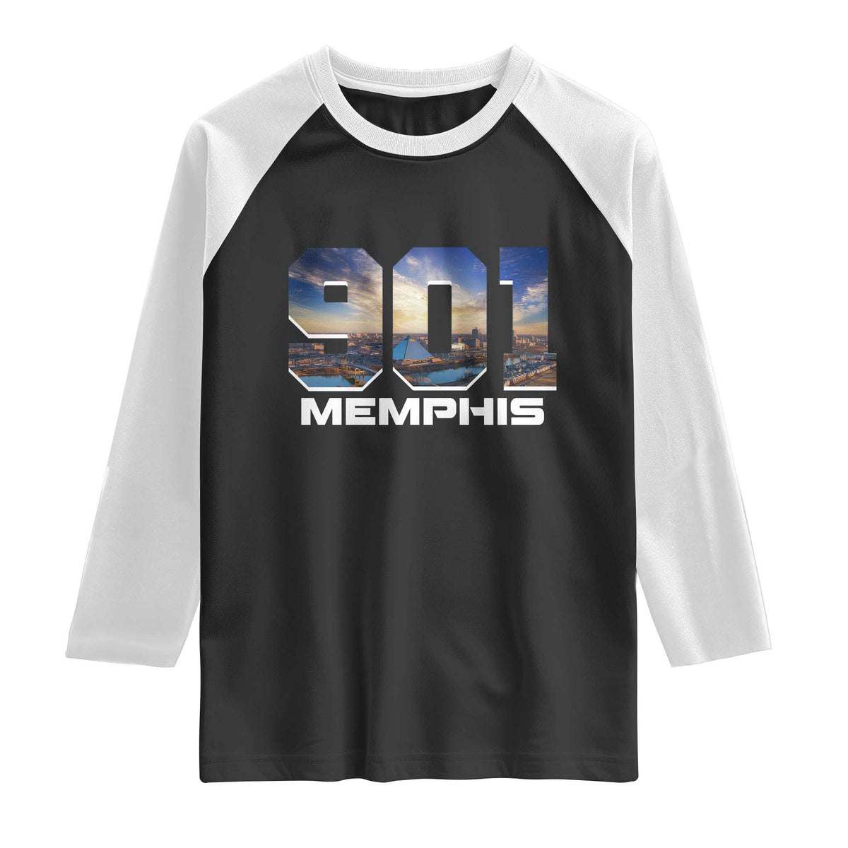 901 Memphis Raglan Shirt Area Code Cityscape Skyline Tennessee Pride Vintage