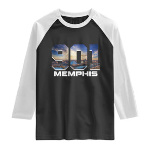 901 Memphis Raglan Shirt Area Code Cityscape Skyline Tennessee Pride Vintage