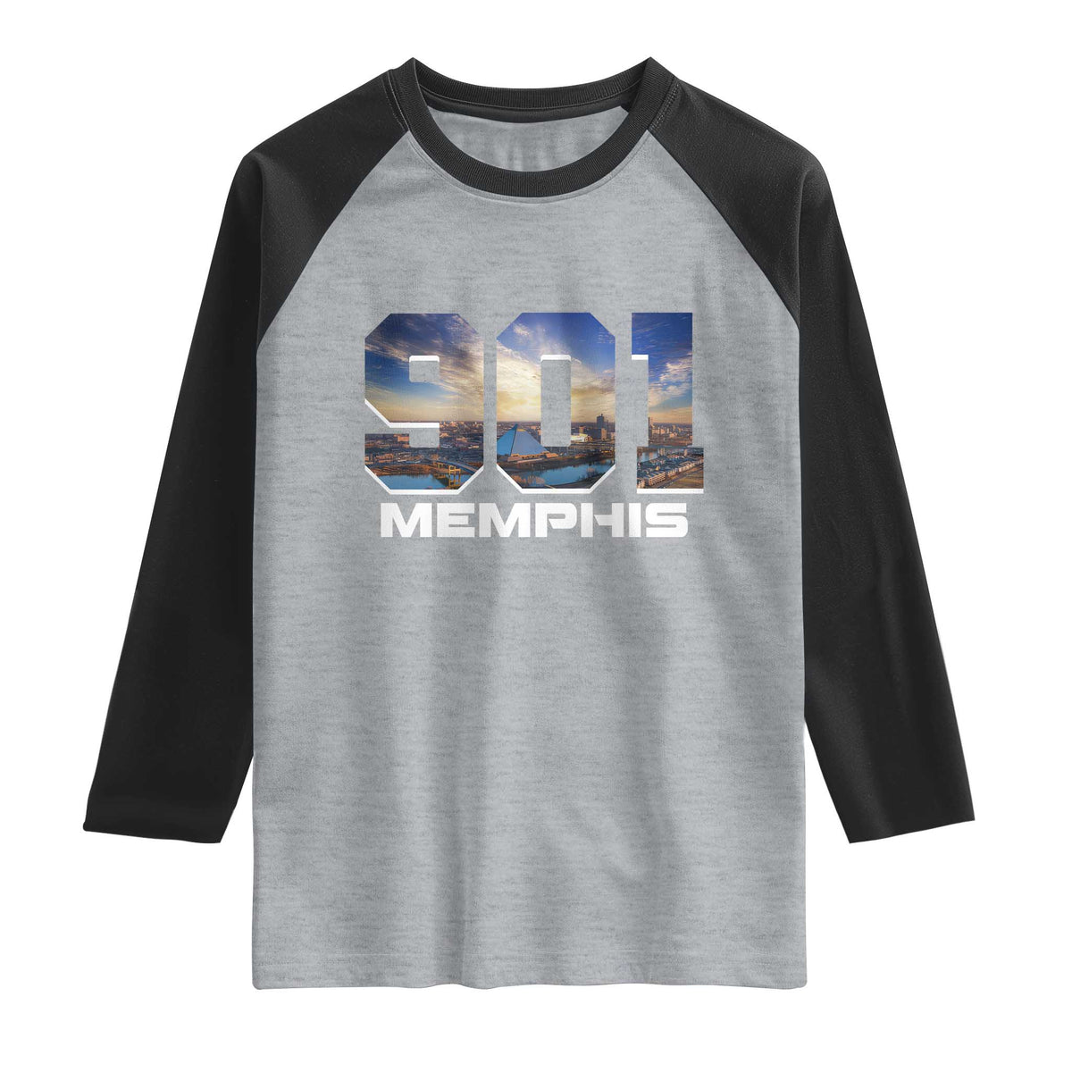 901 Memphis Raglan Shirt Area Code Cityscape Skyline Tennessee Pride Vintage