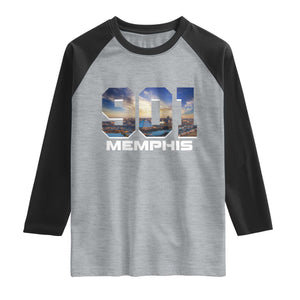 901 Memphis Raglan Shirt Area Code Cityscape Skyline Tennessee Pride Vintage