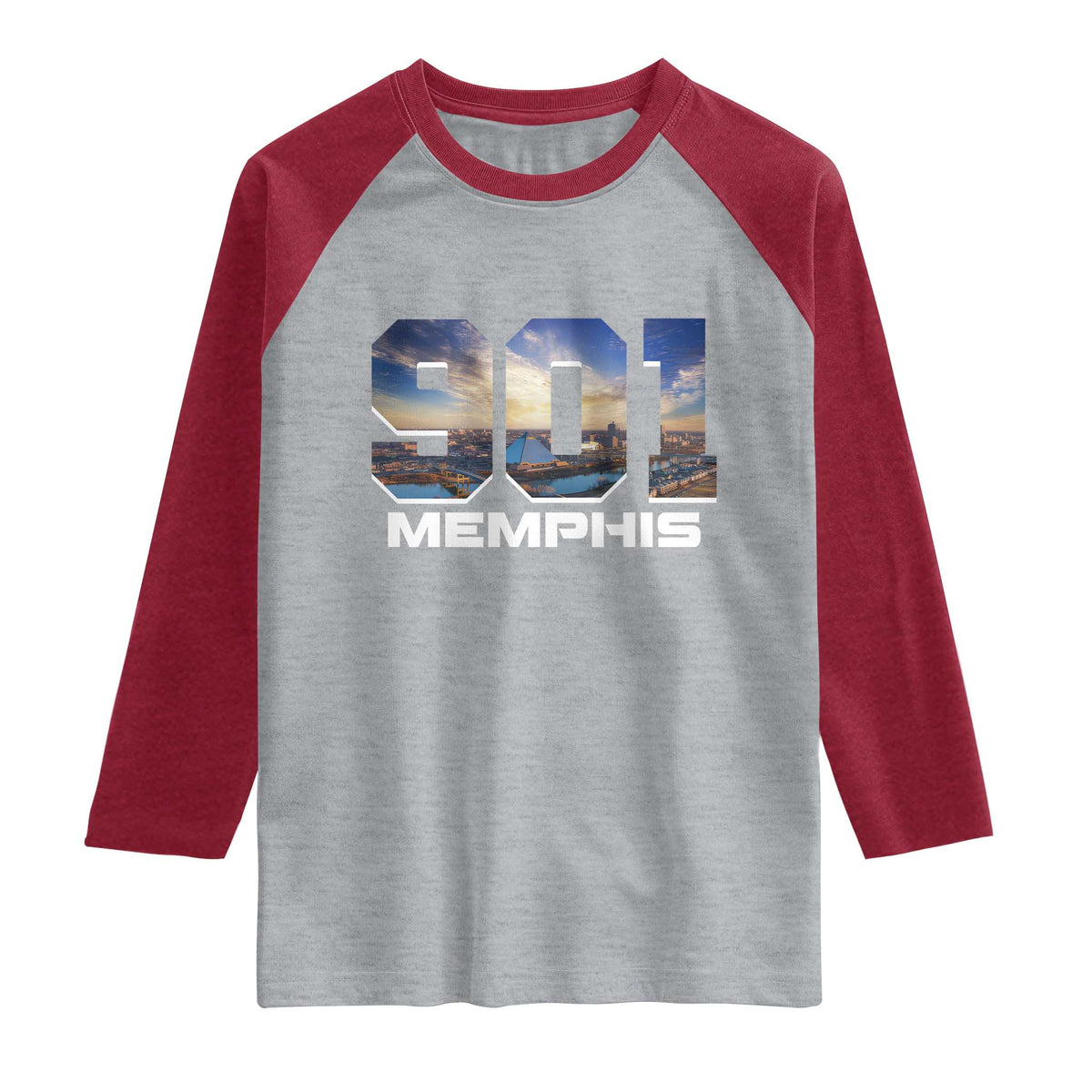 901 Memphis Raglan Shirt Area Code Cityscape Skyline Tennessee Pride Vintage