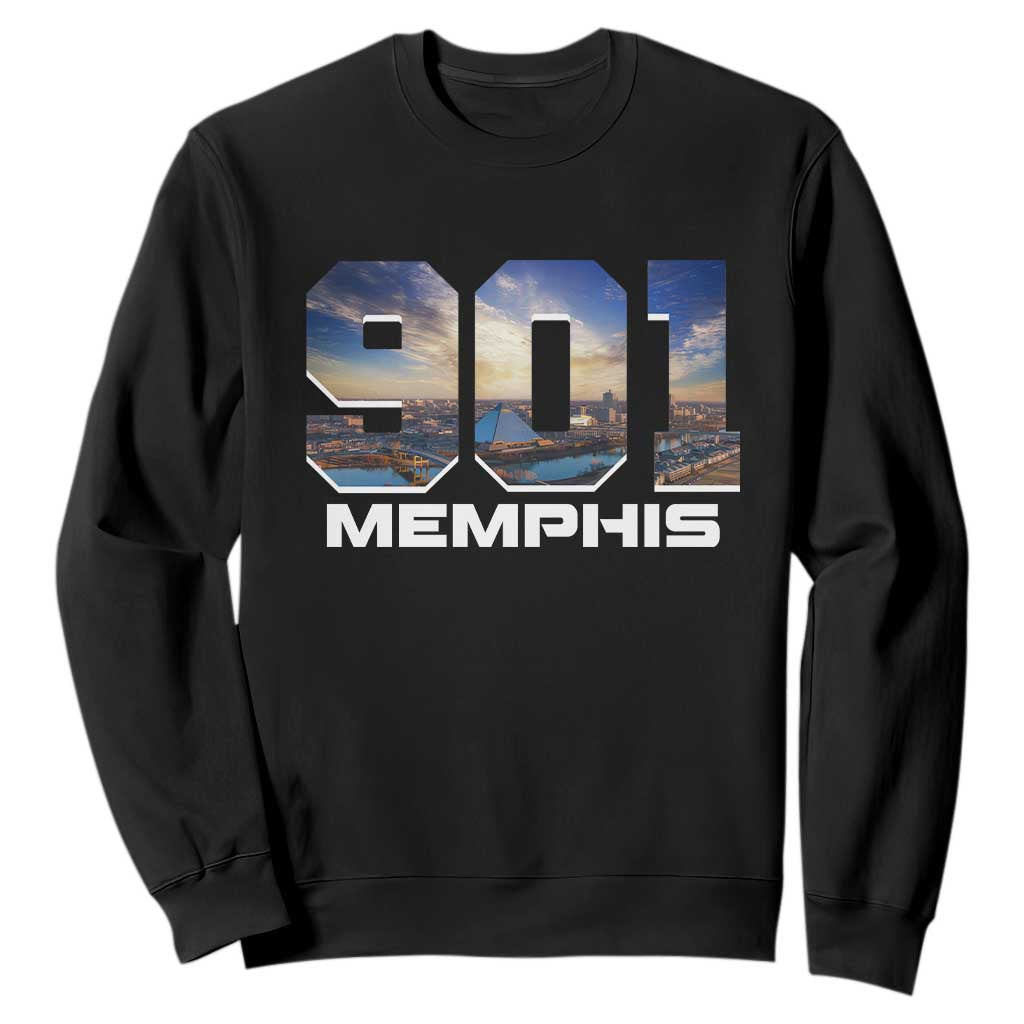 901 Memphis Sweatshirt Area Code Cityscape Skyline Tennessee Pride Vintage