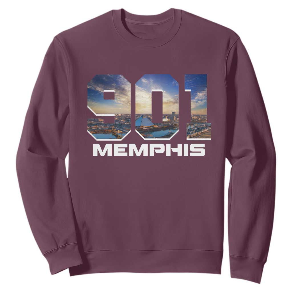 901 Memphis Sweatshirt Area Code Cityscape Skyline Tennessee Pride Vintage