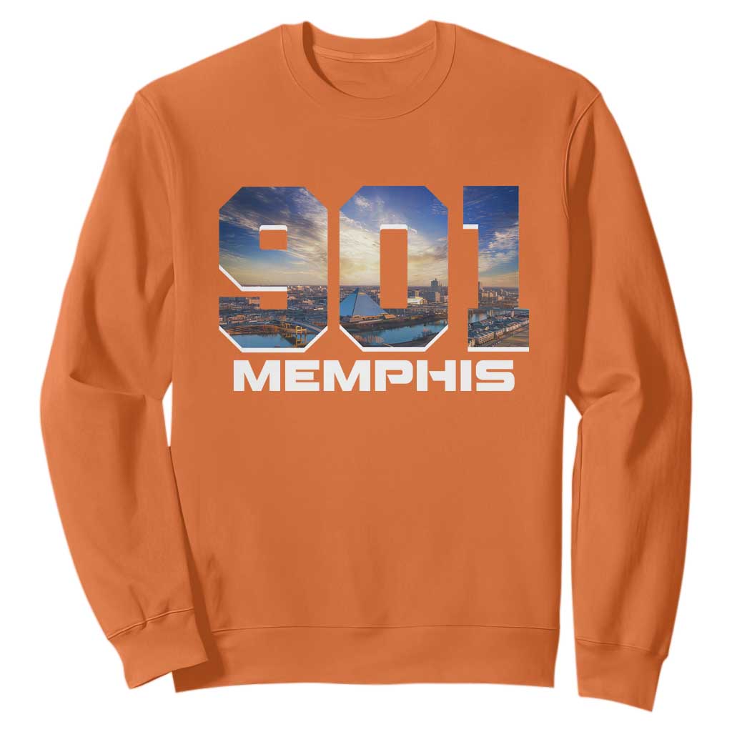 901 Memphis Sweatshirt Area Code Cityscape Skyline Tennessee Pride Vintage
