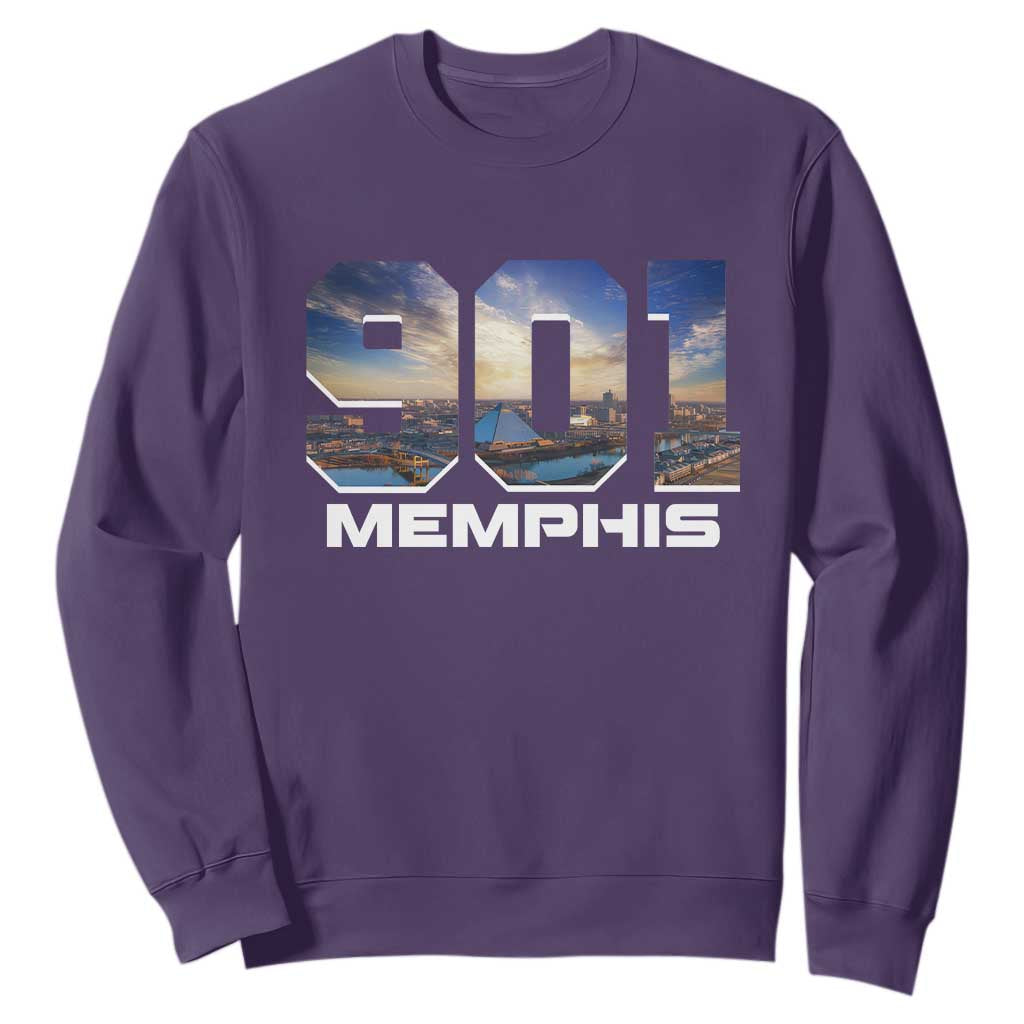 901 Memphis Sweatshirt Area Code Cityscape Skyline Tennessee Pride Vintage