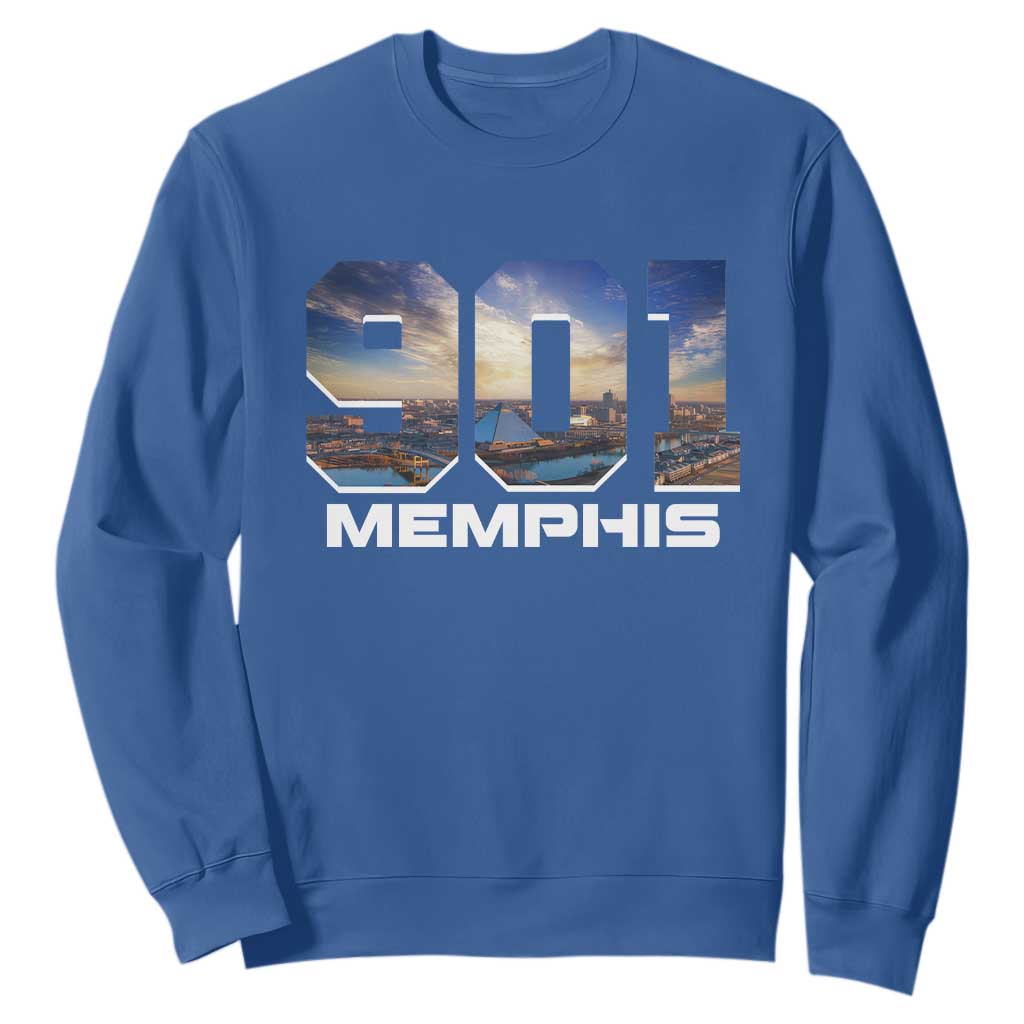 901 Memphis Sweatshirt Area Code Cityscape Skyline Tennessee Pride Vintage