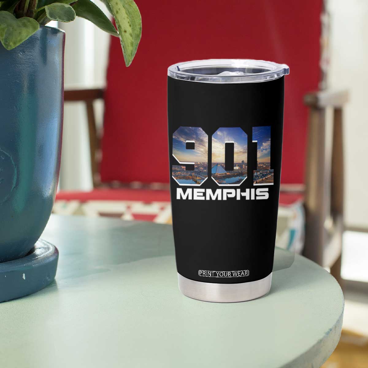 901 Memphis Tumbler Cup Area Code Cityscape Skyline Tennessee Pride Vintage