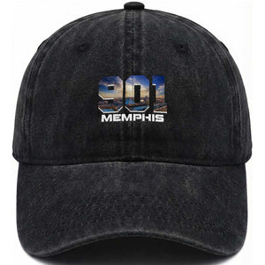 901 Memphis Washed Cotton Baseball Cap Area Code Cityscape Skyline Tennessee Pride Vintage