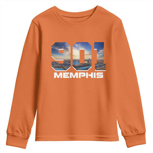 901 Memphis Youth Sweatshirt Area Code Cityscape Skyline Tennessee Pride Vintage