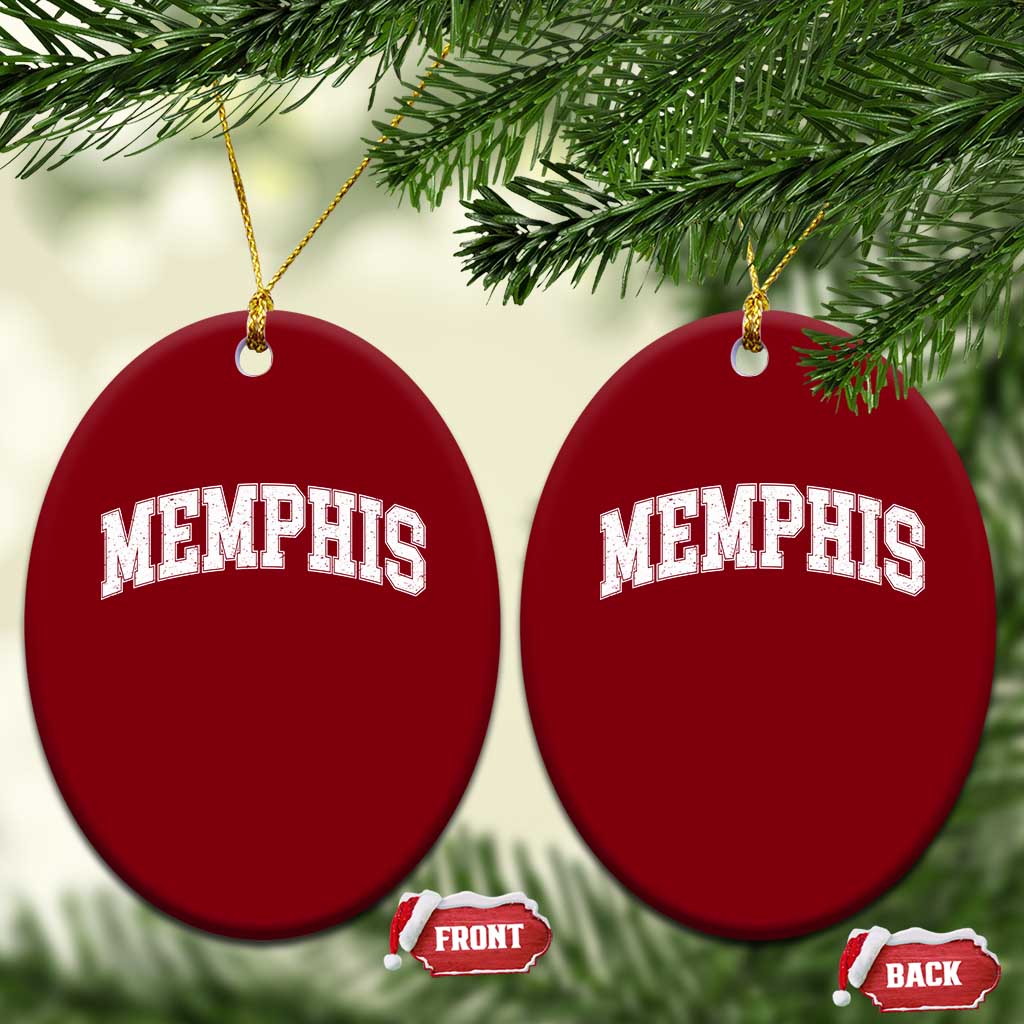 Vintage Memphis Tennessee Varsity Block Letters City Pride Ceramic Ornament