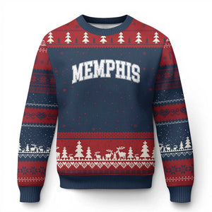Vintage Memphis Tennessee Varsity Block Letters City Pride Ugly Christmas Sweater