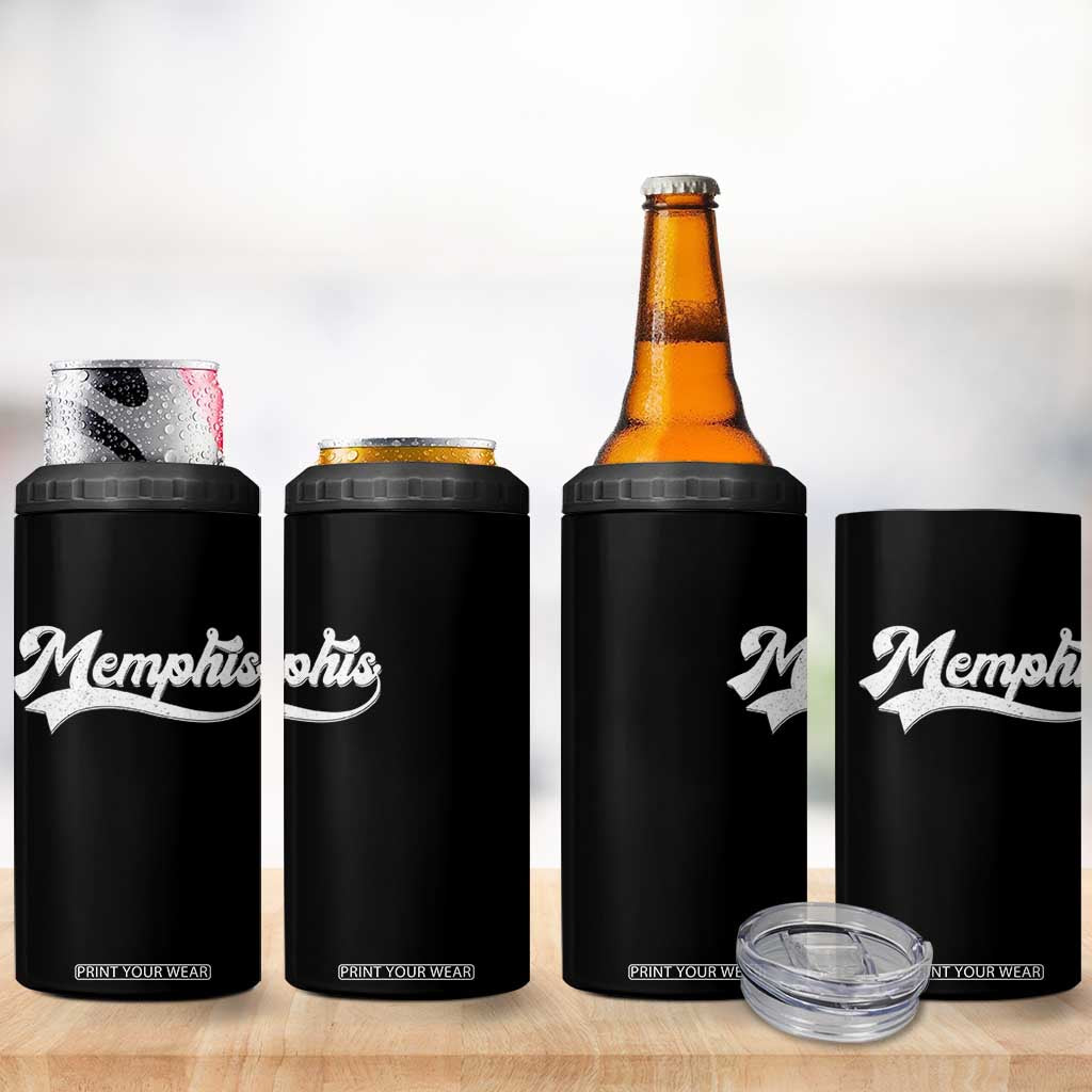 Retro Memphis Script Graphic Tennessee City Pride 4 in 1 Can Cooler Tumbler