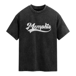 Retro Memphis Script Graphic Tennessee City Pride Washed Cotton T-Shirt