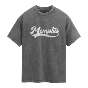 Retro Memphis Script Graphic Tennessee City Pride Washed Cotton T-Shirt