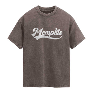 Retro Memphis Script Graphic Tennessee City Pride Washed Cotton T-Shirt
