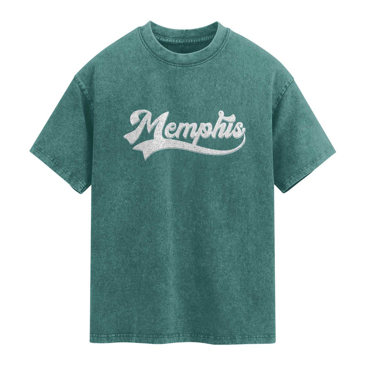 Retro Memphis Script Graphic Tennessee City Pride Washed Cotton T-Shirt