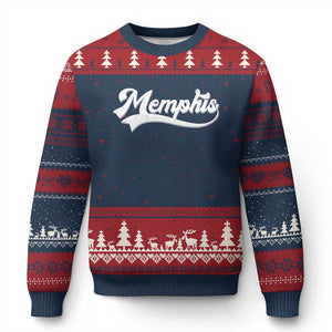 Retro Memphis Script Graphic Tennessee City Pride Ugly Christmas Sweater