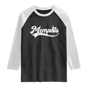 Retro Memphis Script Graphic Tennessee City Pride Raglan Shirt