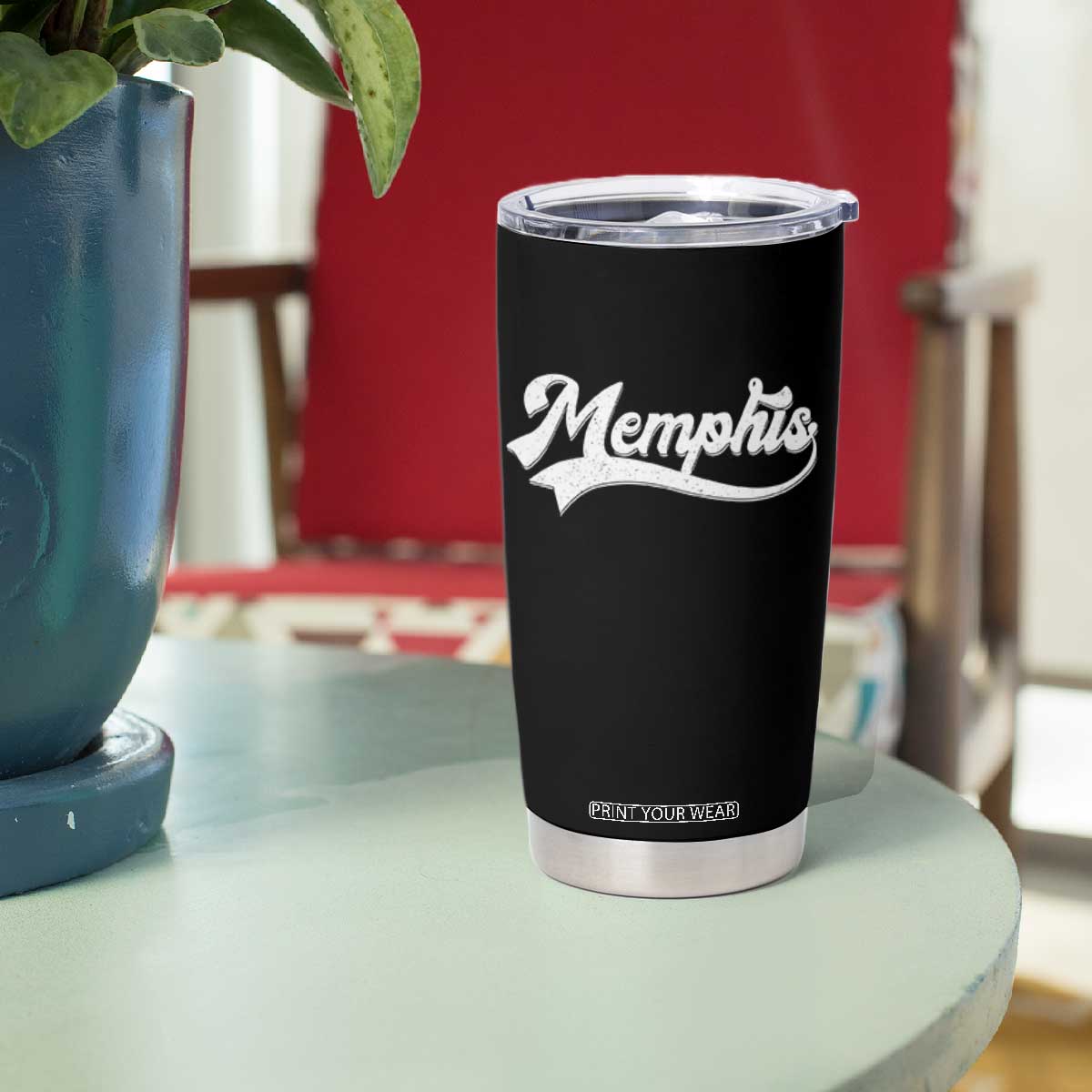 Retro Memphis Script Graphic Tennessee City Pride Tumbler Cup