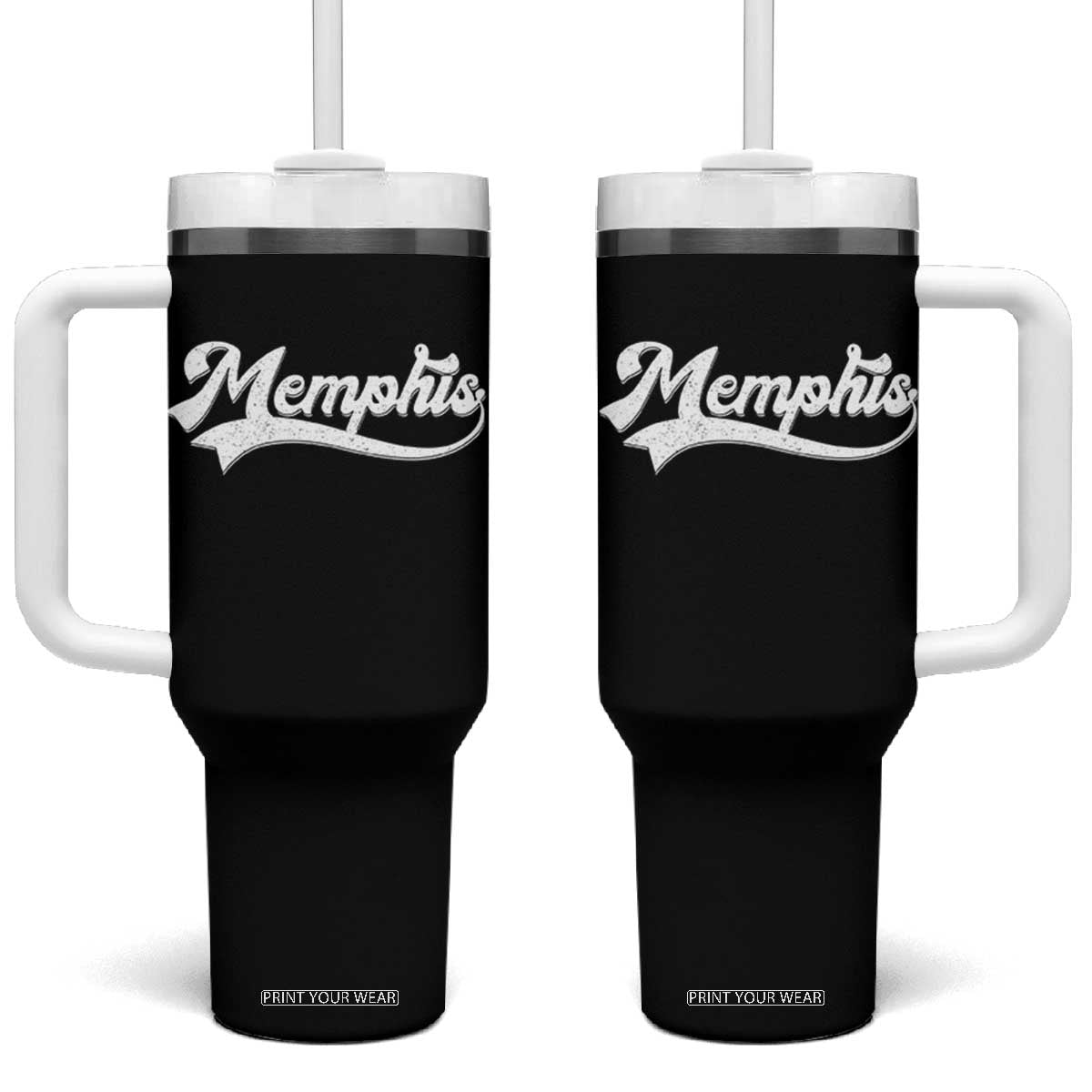 Retro Memphis Script Graphic Tennessee City Pride Tumbler With Handle