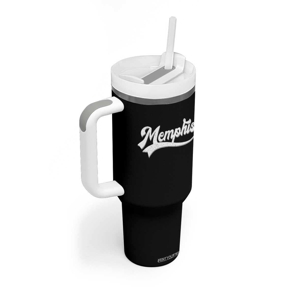 Retro Memphis Script Graphic Tennessee City Pride Tumbler With Handle