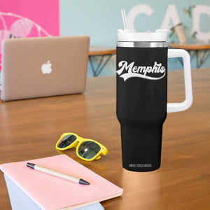 Retro Memphis Script Graphic Tennessee City Pride Tumbler With Handle